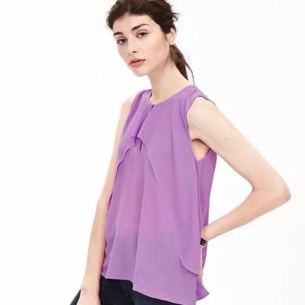 Banana Republic Layered Keyhole Top Purple Sz S